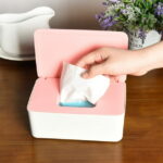 Wet Wipes Storage Box, Baby Wipes Dispenser Holder, Reusable Bathroom Wipe Container Dustproof Tissue Box Case with Lid for Home Office, White & Pink