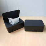 Wet Wipes Storage Box, Baby Wipes Dispenser Holder, Reusable Bathroom Wipe Container Dustproof Tissue Box Case with Lid for Home Office, Black
