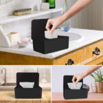 Wet Wipes Storage Box, Baby Wipes Dispenser Holder, Reusable Bathroom Wipe Container Dustproof Tissue Box Case with Lid for Home Office, Black