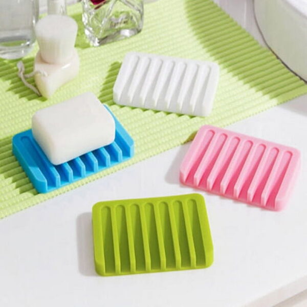 Windfall Soap Dishes for Bathroom Shower Bar Soap Holder with Self Draining Tray Natural Waterfall Drain Soap Saver Flexible Bathroom Silicone Soap Dish Storage Holder Soapbox...