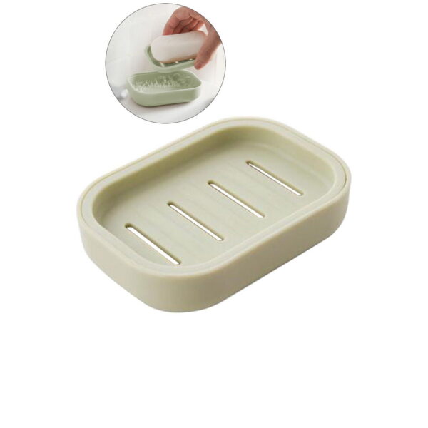 WNFJR Plastic Soap Dish, Soap Container, Double Layer Draining Soap Holder for Shower, Bathroom or Kitchen(Green)