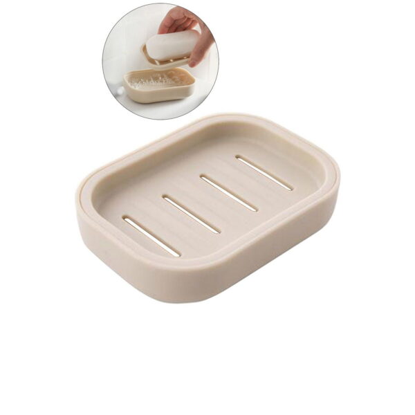 WNFJR Plastic Soap Dish, Soap Container, Double Layer Draining Soap Holder for Shower, Bathroom or Kitchen(Khaki)