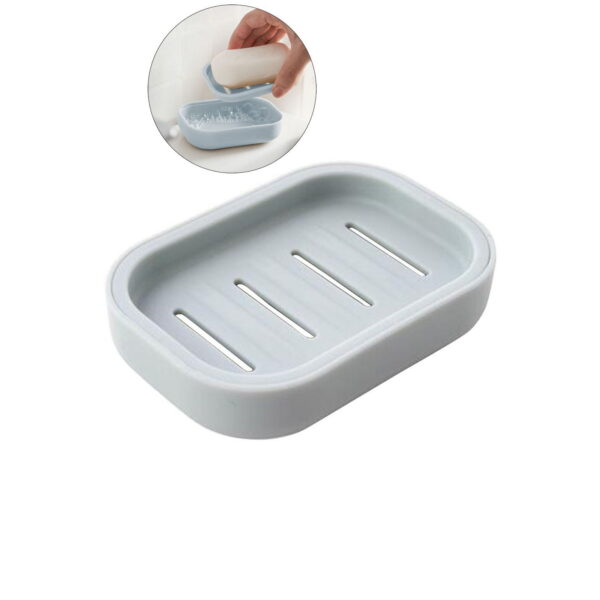 WNFJR Plastic Soap Dish, Soap Container, Double Layer Draining Soap Holder for Shower, Bathroom or Kitchen(Light Blue)