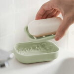 WNFJR Plastic Soap Dish, Soap Container, Double Layer Draining Soap Holder for Shower, Bathroom or Kitchen(Light Blue)