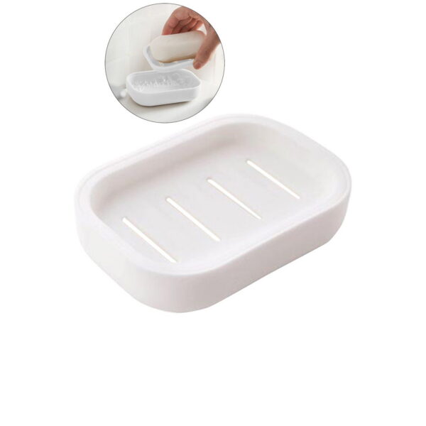 WNFJR Plastic Soap Dish, Soap Container, Double Layer Draining Soap Holder for Shower, Bathroom or Kitchen(White)