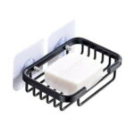 Wodtesl Black Soap Dish Holder with Strong Suction Cups for Bathroom Shower, Drain Case Tray, Wall Mounted, No Drilling, 5.1x3.5x1.2 inch