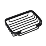 Wodtesl Black Soap Dish Holder with Strong Suction Cups for Bathroom Shower, Drain Case Tray, Wall Mounted, No Drilling, 5.1x3.5x1.2 inch