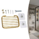 Wodtesl Gold Soap Dish Holder with Strong Suction Cups for Bathroom Shower, Drain Case Tray, Wall Mounted, No Drilling, 5.1x3.5x1.2 inch