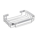 Wodtesl Silver Bright Soap Dish Holder with Strong Suction Cups for Bathroom Shower, Drain Case Tray, Wall Mounted, No Drilling, 5.1x3.5x1.2 inch