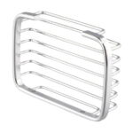 Wodtesl Silver Bright Soap Dish Holder with Strong Suction Cups for Bathroom Shower, Drain Case Tray, Wall Mounted, No Drilling, 5.1x3.5x1.2 inch