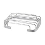 Wodtesl Silver Bright Soap Dish Holder with Strong Suction Cups for Bathroom Shower, Drain Case Tray, Wall Mounted, No Drilling, 5.1x3.5x1.2 inch