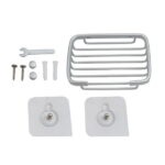 Wodtesl Silver Matte Soap Dish Holder with Strong Suction Cups for Bathroom Shower, Drain Case Tray, Wall Mounted, No Drilling, 5.1x3.5x1.2 inch
