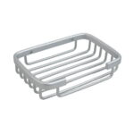 Wodtesl Silver Matte Soap Dish Holder with Strong Suction Cups for Bathroom Shower, Drain Case Tray, Wall Mounted, No Drilling, 5.1x3.5x1.2 inch