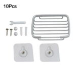 Wodtesl Silver Matte Soap Dish Holder with Strong Suction Cups for Bathroom Shower, Drain Case Tray, Wall Mounted, No Drilling, 5.1x3.5x1.2 inch