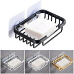 Wodtesl Silver Matte Soap Dish Holder with Strong Suction Cups for Bathroom Shower, Drain Case Tray, Wall Mounted, No Drilling, 5.1x3.5x1.2 inch