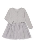 Wonder Nation Toddler Girls Tutu Dress and Ribbed Cardigan Set, 2-Piece, Sizes 12M-5T
