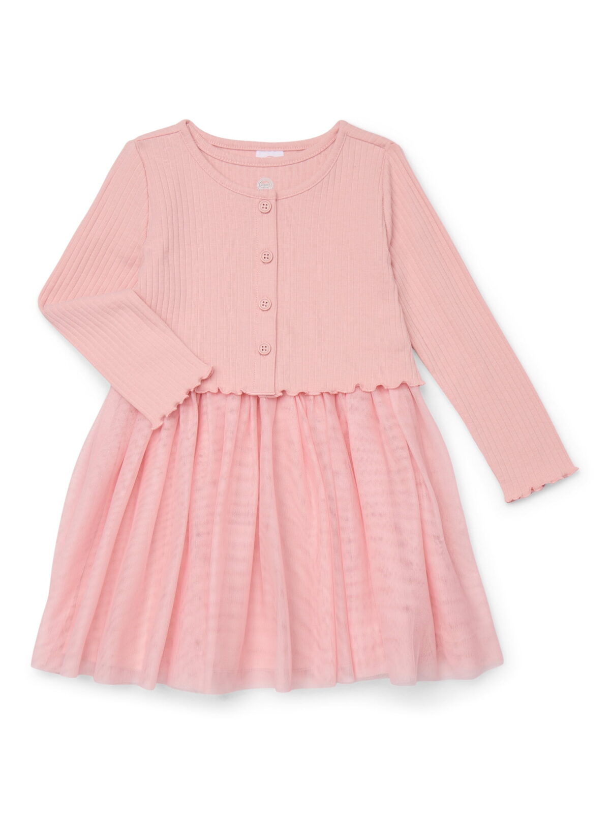 Wonder Nation Toddler Girls Tutu Dress and Ribbed Cardigan Set, 2-Piece, Sizes 12M-5T