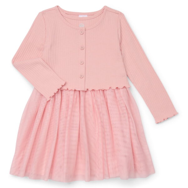 Wonder Nation Toddler Girls Tutu Dress and Ribbed Cardigan Set, 2-Piece, Sizes 12M-5T