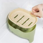 WONIU 2 Pack Elephant Soap Dishes with Dry Tray, Self Draining, Sponge Holder for Kitchen Sink, Plastic, Purple & Grey