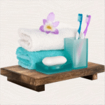 Wood Pedestal Soap Stand Bathroom Kitchen Countertop Tray Farmhouse Riser Dish Holder