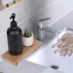 Wood Riser for Decor, 8.66X3.54in Wood Pedestal Stand, Small Wooden Riser,Dish Soap Tray Wood Tray for Bathroom, Wood Riser for Kitchen Counter