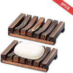 Wood Soap Dish 2 Pack Wooden Soap Holder for Shower Bathroom Kitchen Sinks
