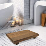 Wooden Pedestal Stand Wooden Display Tray Soap Dish Wood Riser for Display for Coffee Table Indoor Kitchen Counter Decoration Rectangle