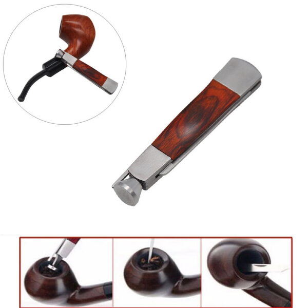 Wooden Pipe Tool With Steel Tamper Red 3-In-1 Smoking Accessory, By Meiiso, Large Inventory!