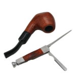 Wooden Pipe Tool With Steel Tamper Red 3-In-1 Smoking Accessory, By Meiiso, Large Inventory!
