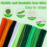 Yalumo 500 Pieces Pipe Cleaners Craft Supplies, Green Pipe Cleaners Bulk for DIY Crafts, 12 Inch Fuzzy Chenille Stems Sticks Set for Christmas tree