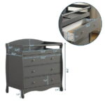 Zimtown Wood Changing Table with Drawers,Baby Dresser, Infant Diaper Station Nursery Organizer, Gray