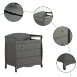 Zimtown Wood Changing Table with Drawers,Baby Dresser, Infant Diaper Station Nursery Organizer, Gray