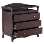 Zimtown Wood Changing Table with Drawers,Baby Dresser, Infant Diaper Station Nursery Organizer, Brown