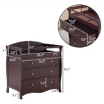 Zimtown Wood Changing Table with Drawers,Baby Dresser, Infant Diaper Station Nursery Organizer, Brown