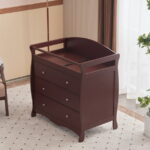 Zimtown Wood Changing Table with Drawers,Baby Dresser, Infant Diaper Station Nursery Organizer, Brown