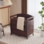 Zimtown Wood Changing Table with Drawers,Baby Dresser, Infant Diaper Station Nursery Organizer, Brown