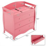 Zimtown Wood Changing Table with Drawers,Baby Dresser, Infant Diaper Station Nursery Organizer, Pink