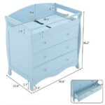 Zimtown Wood Changing Table with Drawers,Baby Dresser, Infant Diaper Station Nursery Organizer, Light Blue