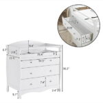 Zimtown Wood Changing Table with Drawers,Baby Dresser, Infant Diaper Station Nursery Organizer, White