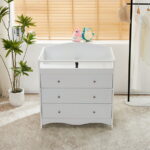 Zimtown Wood Changing Table with Drawers,Baby Dresser, Infant Diaper Station Nursery Organizer, White