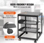 12U Open Frame Server Rack, 15''-40'' Adjustable Depth, Free Standing or Wall Mount Network Server Rack, 4 Post AV Rack with Casters, Holds All Your - Pappy Mall