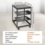 12U Open Frame Server Rack, 15''-40'' Adjustable Depth, Free Standing or Wall Mount Network Server Rack, 4 Post AV Rack with Casters, Holds All Your - Pappy Mall