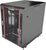 15U Server Cabinet Networking Rack 35-inch Depth Standing Enclosed Locking Network Enclosure on Wheels - POWERSTRIP - CASTERS - SHELF - DUST-PROOF - Pappy Mall