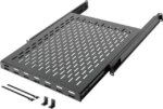 1U Sliding Rack Shelf,4-Post Vented Rack Mount Shelf,21.7in Deep with Adjustable Mounting Depth 21.7-35.4in,Supports to 110lbs,for 19 Inch AV/Network - Pappy Mall