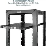 1U Sliding Rack Shelf,4-Post Vented Rack Mount Shelf,21.7in Deep with Adjustable Mounting Depth 21.7-35.4in,Supports to 110lbs,for 19 Inch AV/Network - Pappy Mall