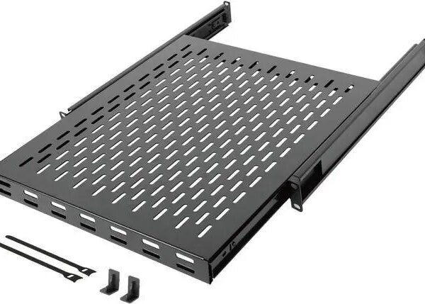 1U Sliding Rack Shelf,4-Post Vented Rack Mount Shelf,21.7in Deep with Adjustable Mounting Depth 21.7-35.4in,Supports to 110lbs,for 19 Inch AV/Network - Pappy Mall