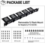 52Pi 19 Inch 1U Rack Mount for Raspberry Pi 5/4B/3B+/3B, Removable Rack with 5 Mounting Ports, Compatible with 19 inch Server Cabinets - Pappy Mall
