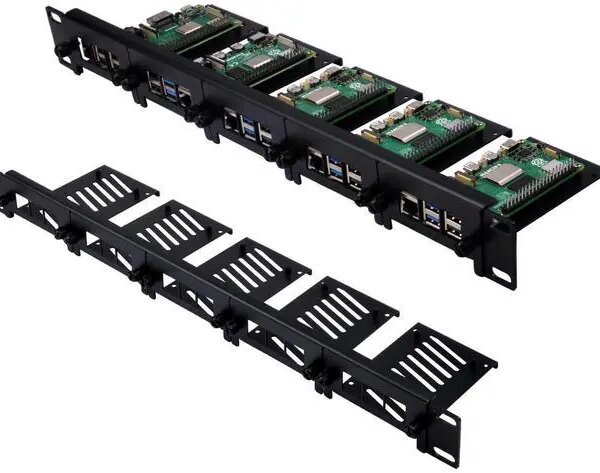 52Pi 19 Inch 1U Rack Mount for Raspberry Pi 5/4B/3B+/3B, Removable Rack with 5 Mounting Ports, Compatible with 19 inch Server Cabinets - Pappy Mall