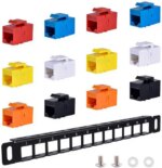 52Pi Blank Keystone Patch Panel with Jacks, 10inch 12 Port Cable Management Rack for DeskPi Rackmate T0/T1/T2 Server Cabinets - Pappy Mall