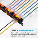 52Pi Blank Keystone Patch Panel with Jacks, 10inch 12 Port Cable Management Rack for DeskPi Rackmate T0/T1/T2 Server Cabinets - Pappy Mall